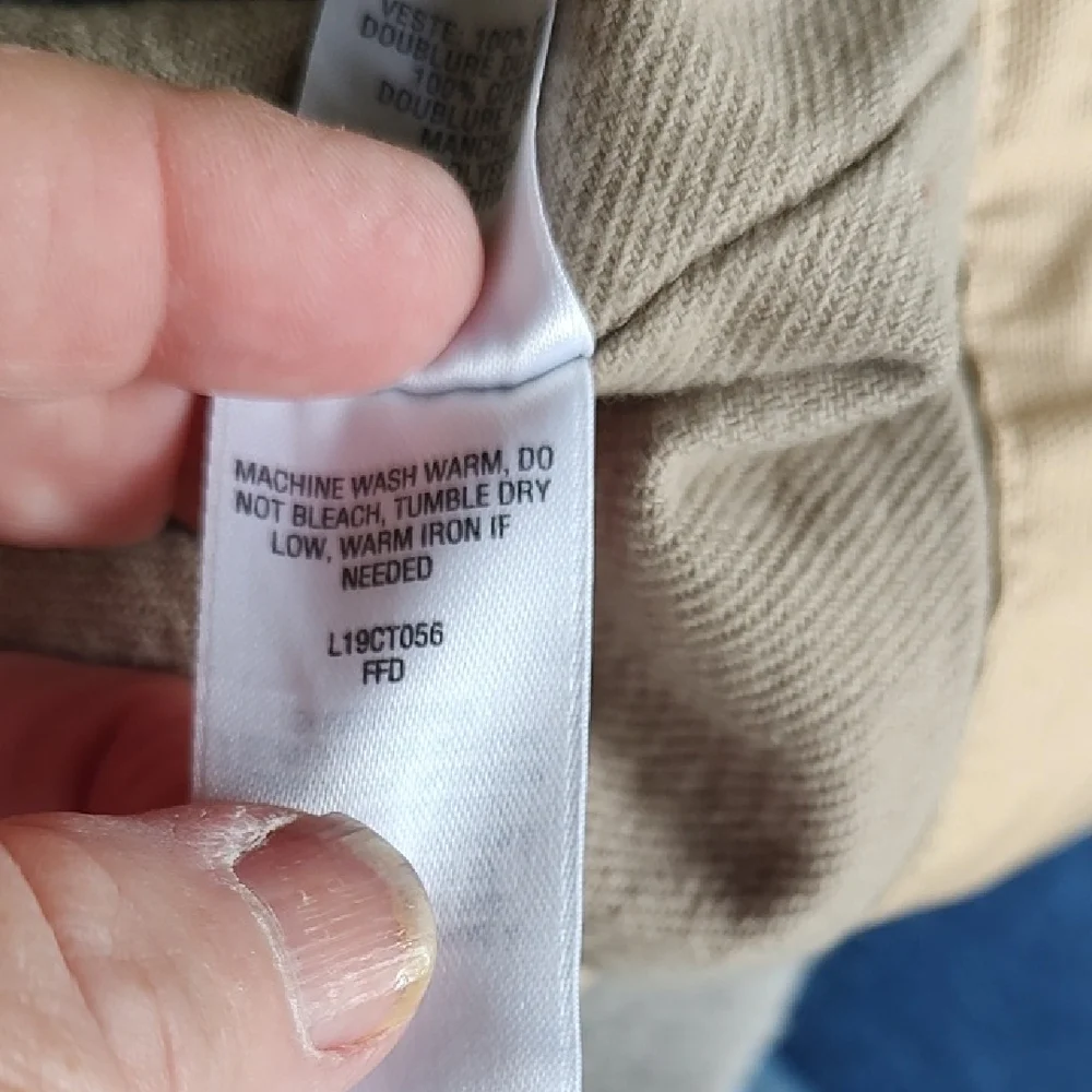 Cabela's Tan barn utility Jacket LG w/dk brown corduroy collar & cuffs - Picture 9 of 9